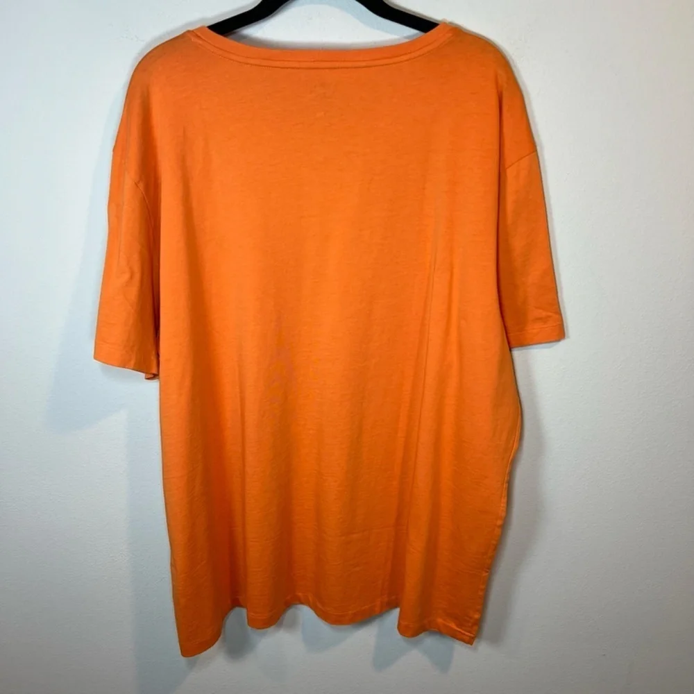 Polo Ralph Lauren V-Neck T-Shirt Orange Cotton Blue Embroidered Pony Mens Sz XXL